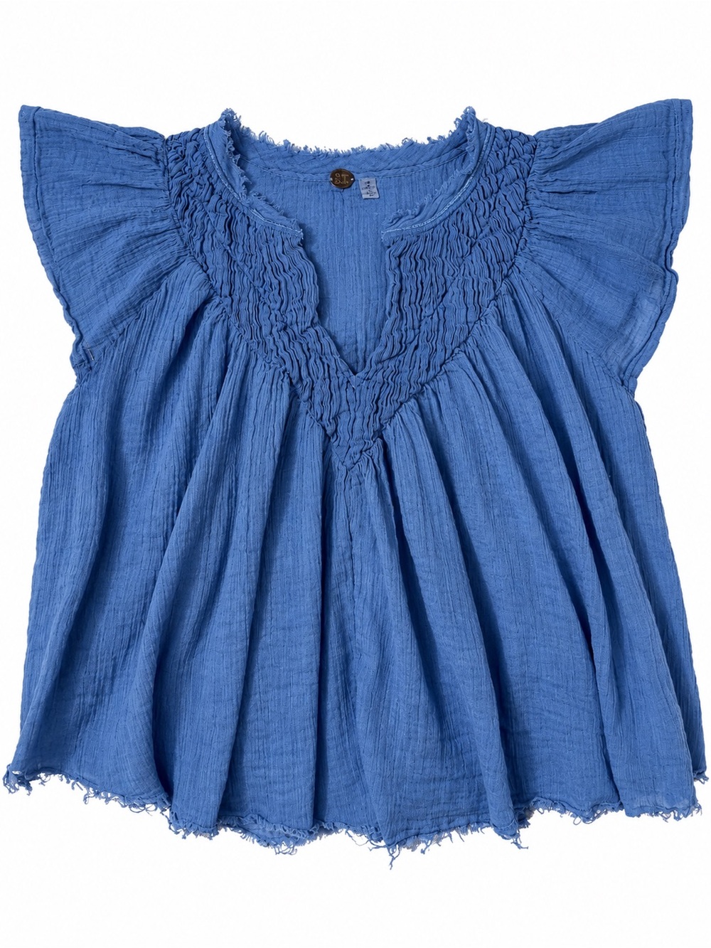 Free People women’s ' Smocked Flutter-Sleeve Top size small